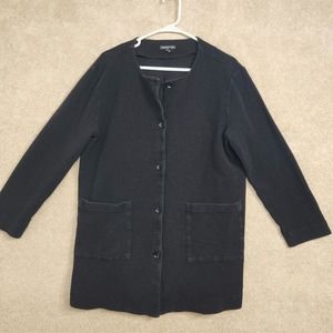 Eileen Fisher Organic Cotton Crinkled Knit Jacket Size Large